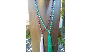 fashion necklaces tassels glass beads green